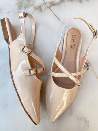 Sapatilha Feminina Margore Slingback de Verniz Nude - Fernanda Ramos Store