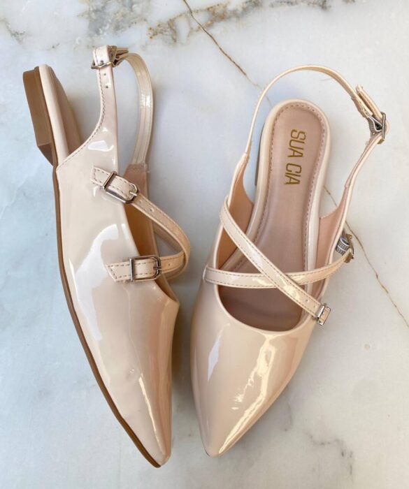 Sapatilha Feminina Margore Slingback de Verniz Nude - Fernanda Ramos Store