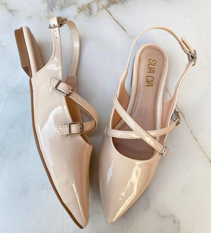 Sapatilha Feminina Margore Slingback de Verniz Nude - Fernanda Ramos Store