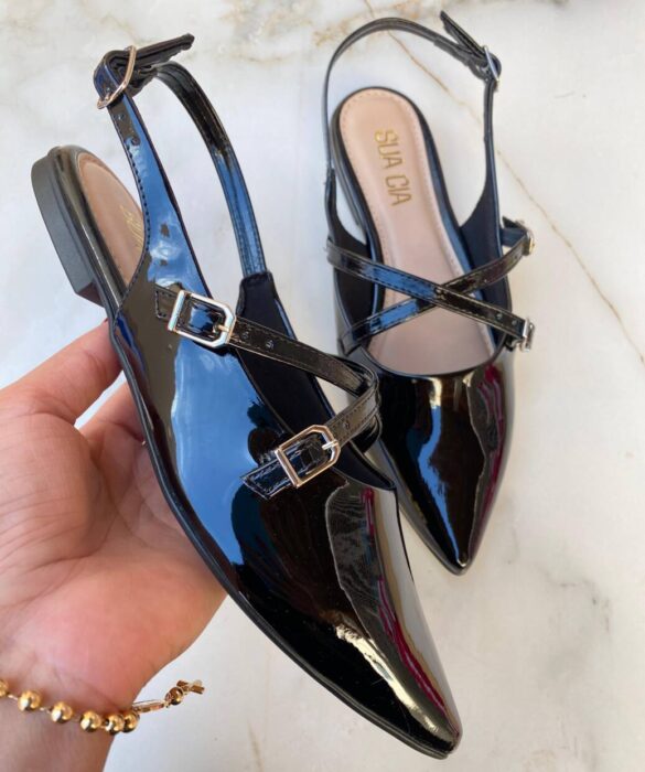 Sapatilha Feminina Margore Slingback de Verniz Preta - Fernanda Ramos Store