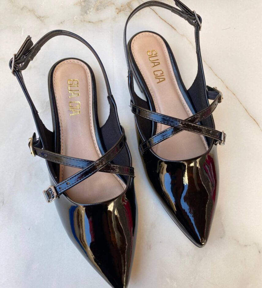 Sapatilha Feminina Margore Slingback de Verniz Preta - Fernanda Ramos Store