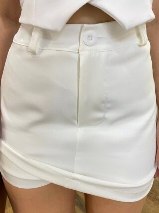 Short Saia Feminino Clara Alfaiataria Branco - Fernanda Ramos Store