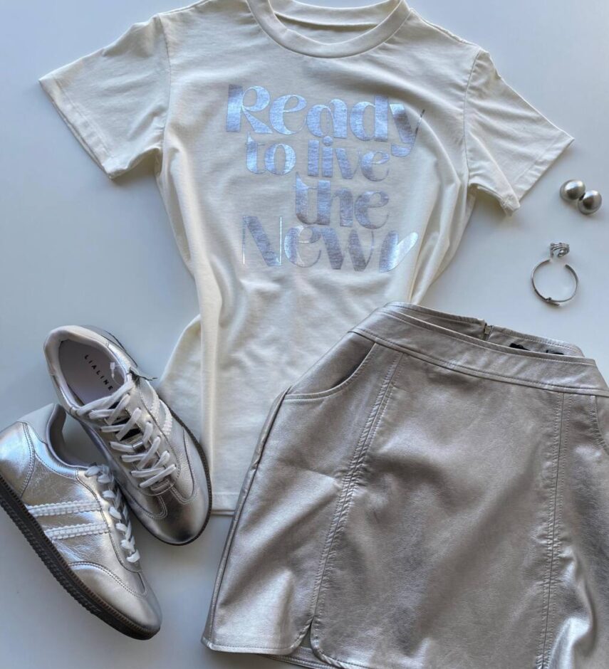 T-shirt Feminina Manga Curta Off White Ready to Live the New - Fernanda Ramos Store