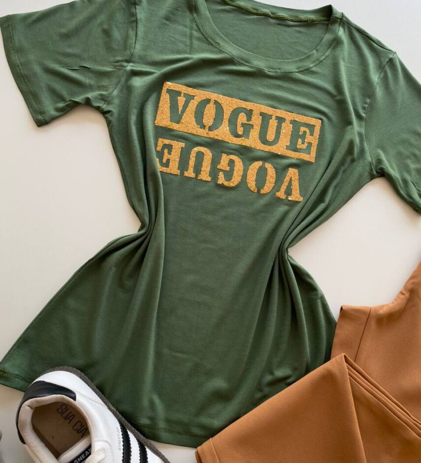 T-shirt Feminina Manga Curta Verde Estampada - Fernanda Ramos Store
