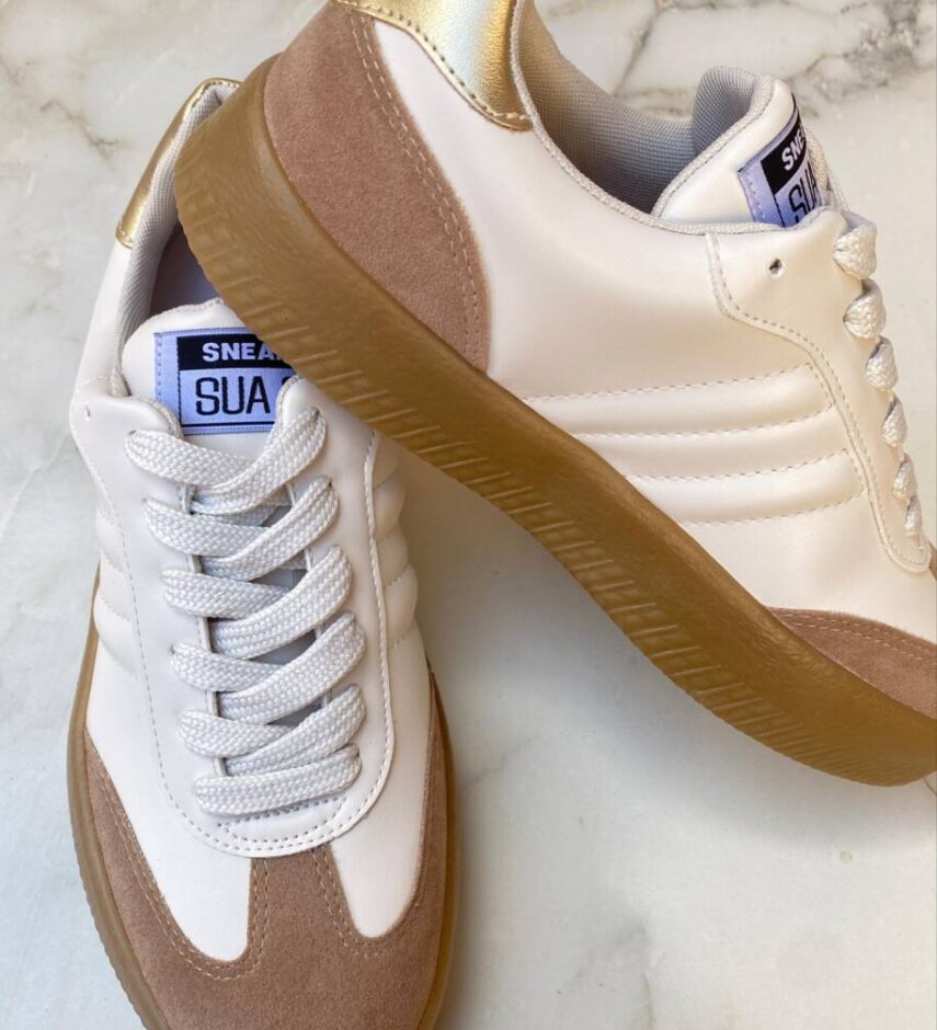 Tênis Feminino Cris Branco Plataforma e Detalhes - Fernanda Ramos Store