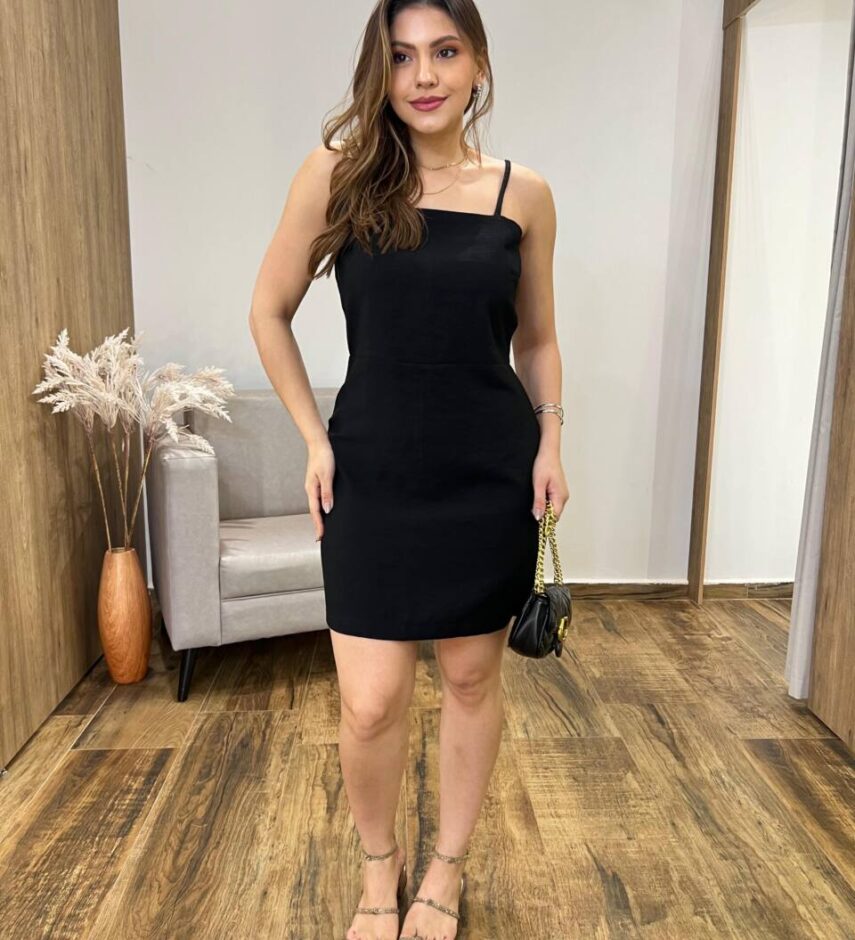Vestido Curto Maitê sem Bojo Alça Regulável e Zíper Preto - Fernanda Ramos Store