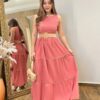 Vestido Longo Bia sem Bojo Rose com Cinto e Detalhes - Fernanda Ramos Store