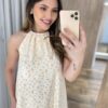 Vestido Longo Cris Frente Única com Bojo Estampado Nude - Fernanda Ramos Store