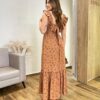 Vestido Longo Dani sem Bojo Decote em V e Amarração Caramelo - Fernanda Ramos Store