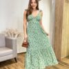 Vestido Longo Dani sem Bojo Decote em V e Amarração Verde - Fernanda Ramos Store