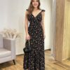 Vestido Longo Dani sem Bojo Decote em V e Amarração Preto - Fernanda Ramos Store