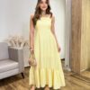 Vestido Longo Laisa sem Bojo Alça Regulável com Lastex Amarelo - Fernanda Ramos Store