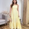 Vestido Longo Laisa sem Bojo Alça Regulável com Lastex Amarelo - Fernanda Ramos Store