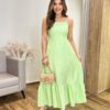 Vestido Longo Laisa sem Bojo Alça Regulável com Lastex Verde - Fernanda Ramos Store