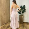 Vestido Longo Lara sem Bojo Alça Regulável Látex Listrado Rose - Fernanda Ramos Store