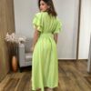 Vestido Longo Louise sem Bojo Manga Curta Babados e Amarração Verde - Fernanda Ramos Store