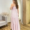 Vestido Longo Maju sem Bojo Alça Regulável Listrado Rose - Fernanda Ramos Store