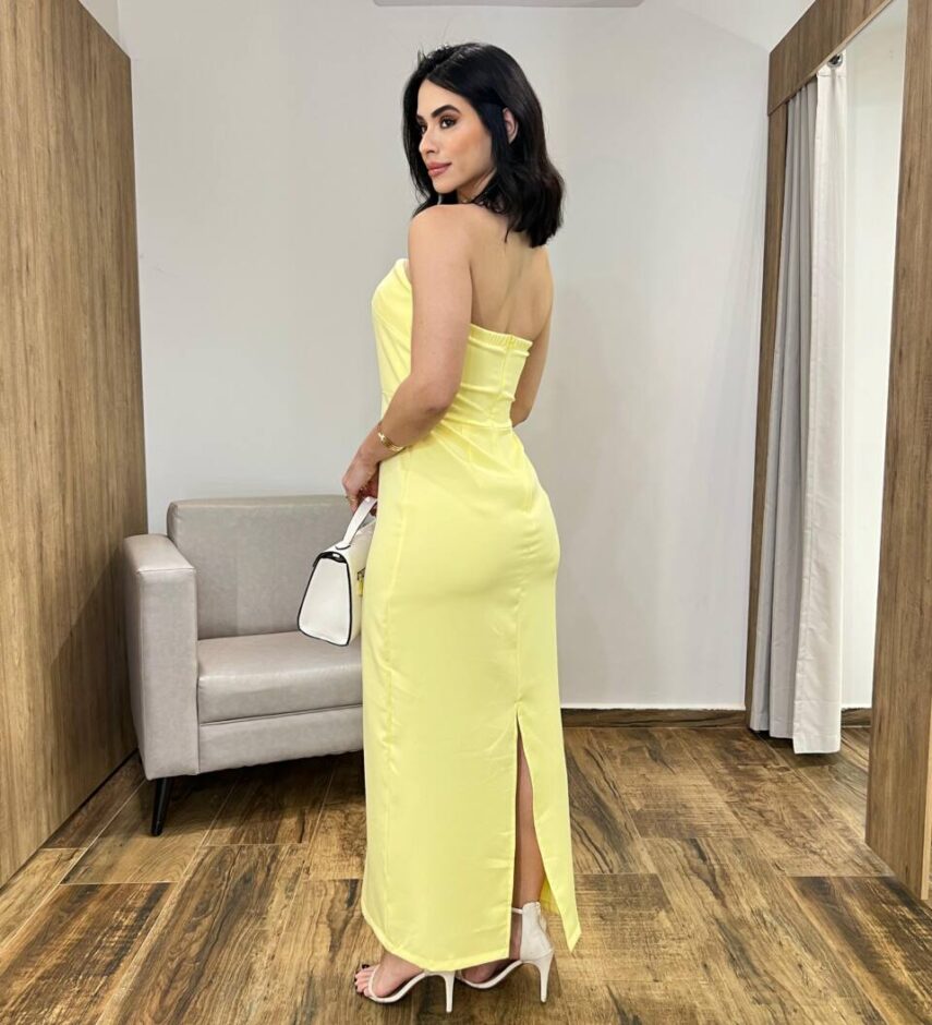 Vestido Longo Rebecca sem Bojo Tomara que Caia com Ziper Amarelo - Fernanda Ramos Store