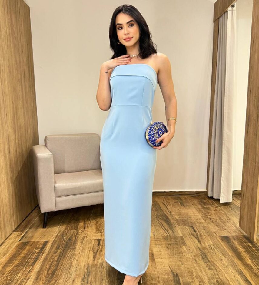 Vestido Longo Rebecca sem Bojo Tomara que Caia com Ziper Azul - Fernanda Ramos Store