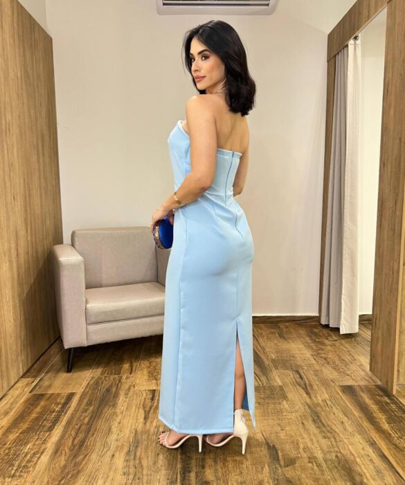 Vestido Longo Rebecca sem Bojo Tomara que Caia com Ziper Azul - Fernanda Ramos Store