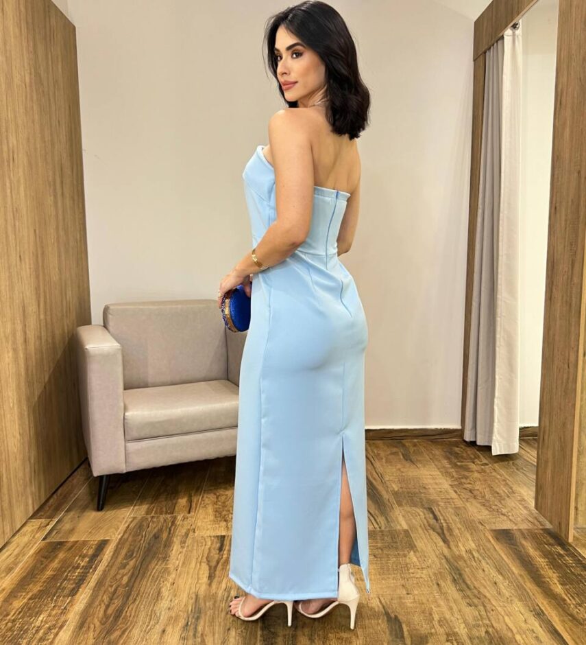 Vestido Longo Rebecca sem Bojo Tomara que Caia com Ziper Azul - Fernanda Ramos Store