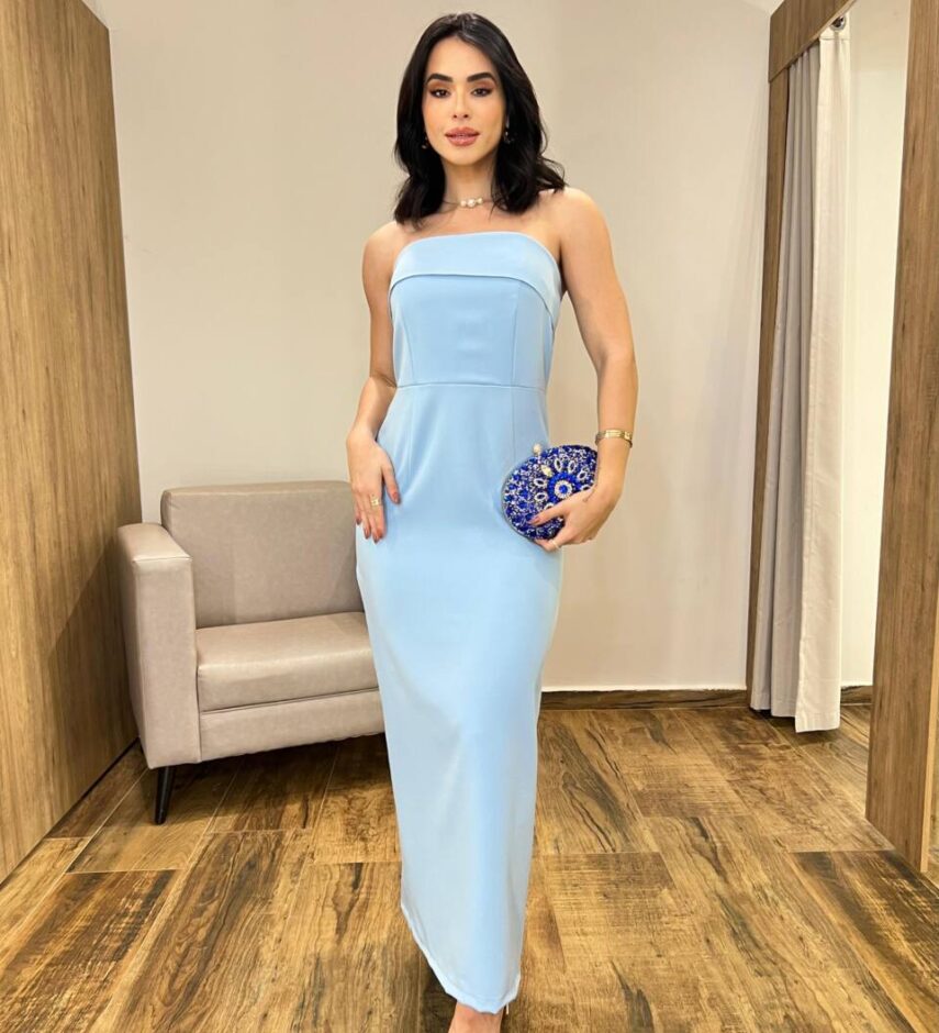 Vestido Longo Rebecca sem Bojo Tomara que Caia com Ziper Azul - Fernanda Ramos Store