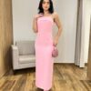 Vestido Longo Rebecca sem Bojo Tomara que Caia com Ziper Rosa - Fernanda Ramos Store