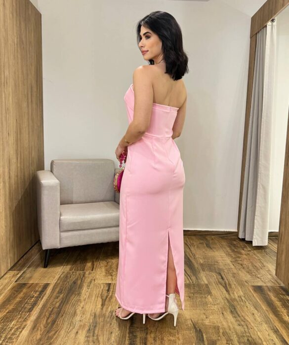 Vestido Longo Rebecca sem Bojo Tomara que Caia com Ziper Rosa - Fernanda Ramos Store