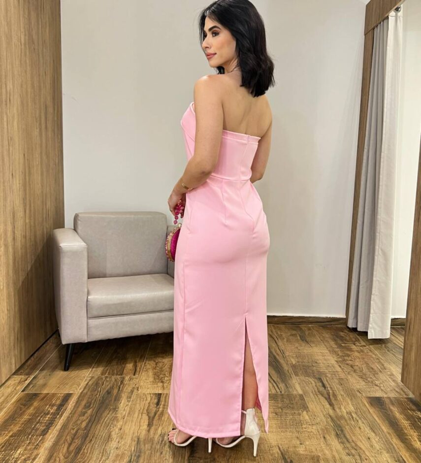 Vestido Longo Rebecca sem Bojo Tomara que Caia com Ziper Rosa - Fernanda Ramos Store