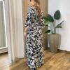 Vestido Longo sem Bojo Manga 3/4 Estampa Floral Preto - Fernanda Ramos Store