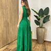 Vestido Longo Valentina sem Bojo Fechamento em Botões e Cinto Verde - Fernanda Ramos Store