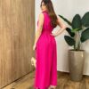 Vestido Longo Zoe com Bojo Decote em V com Bolso Pink - Fernanda Ramos Store