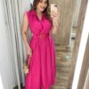 Vestido Longo Zoe com Bojo Decote em V com Bolso Pink - Fernanda Ramos Store