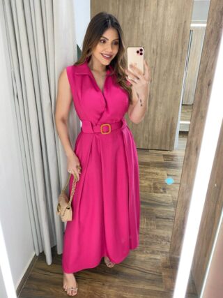 Vestido Longo Zoe com Bojo Decote em V com Bolso Pink - Fernanda Ramos Store