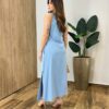 Vestido Midi Ana sem Bojo Fendas Laterais e Bolso Azul - Fernanda Ramos Store