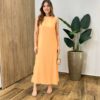 Vestido Midi Ana sem Bojo Fendas Laterais e Bolso Laranja - Fernanda Ramos Store