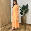 Vestido Midi Ana sem Bojo Fendas Laterais e Bolso Laranja - Fernanda Ramos Store