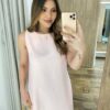 Vestido Midi Ana sem Bojo Fendas Laterais e Bolso Rosa Bebê - Fernanda Ramos Store