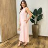 Vestido Midi Ana sem Bojo Fendas Laterais e Bolso Rosa Bebê - Fernanda Ramos Store