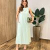 Vestido Midi Ana sem Bojo Fendas Laterais e Bolso Verde - Fernanda Ramos Store