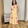 Vestido Midi Zoe com Bojo Alça Regulável Estampado Amarelo - Fernanda Ramos Store