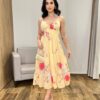 Vestido Midi Zoe com Bojo Alça Regulável Estampado Amarelo - Fernanda Ramos Store