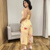 Vestido Midi Zoe com Bojo Alça Regulável Estampado Amarelo - Fernanda Ramos Store