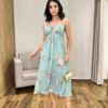 Vestido Midi Zoe com Bojo Alça Regulável Estampado Verde - Fernanda Ramos Store