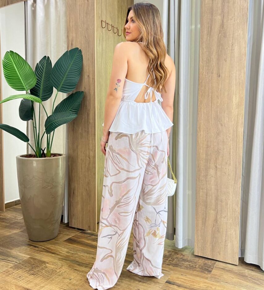Blusa Bata Feminina sem Bojo Cecília com Amarração Atrás Branca - Fernanda Ramos Store