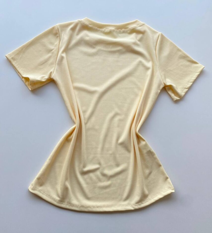 Blusa Feminina Manga Curta Agatha Canelada Amarela - Fernanda Ramos Store