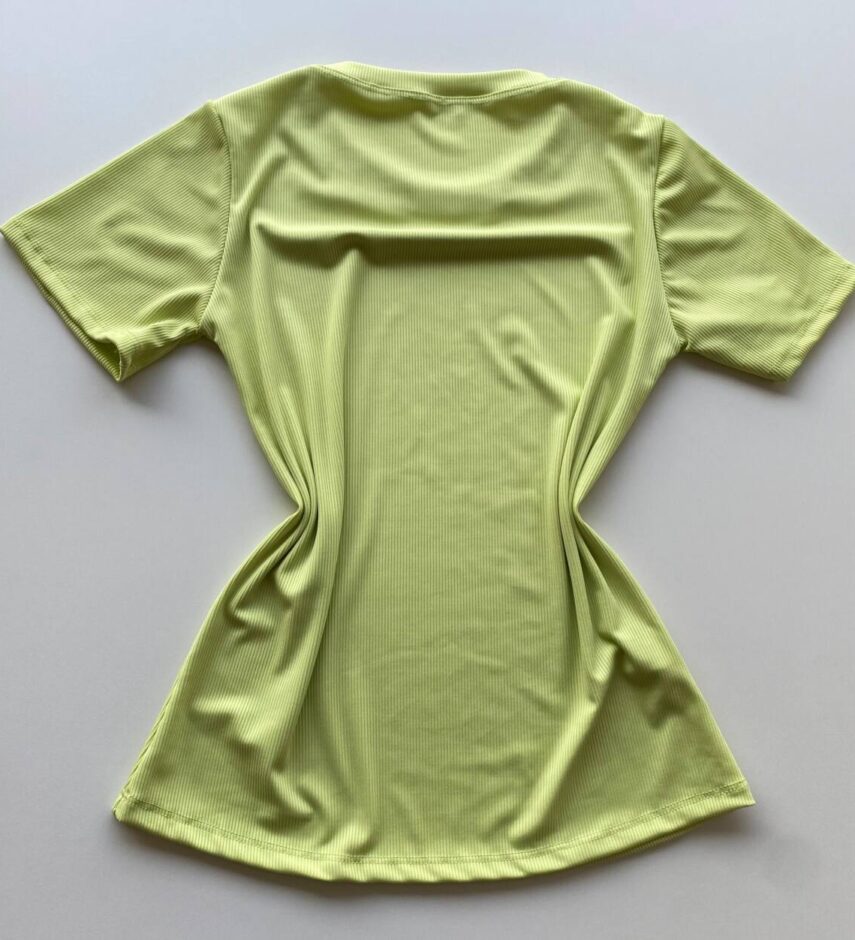 Blusa Feminina Manga Curta Agatha Canelada Verde Lima - Fernanda Ramos Store