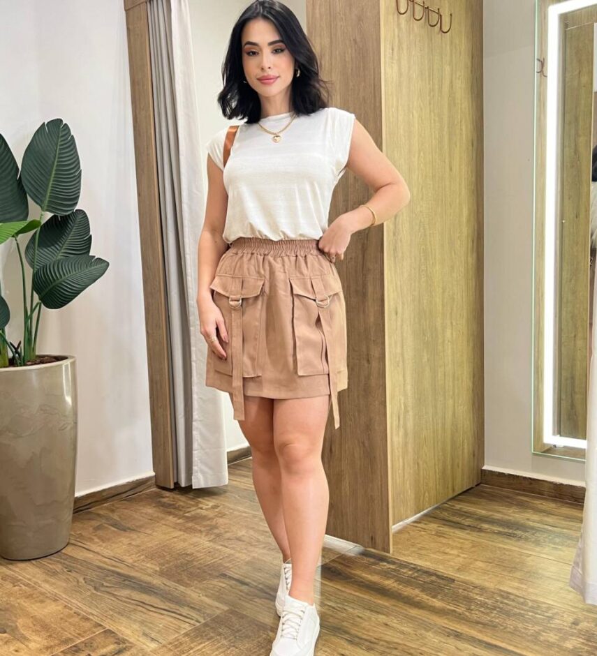 Blusa Feminina Tee Muscle Núbia Off White Mesclado Listrada - Fernanda Ramos Store