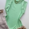 Blusa Tee Muscle Feminina Rebeca Canelada Verde Claro - Fernanda Ramos Store