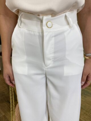 Calça Feminina Alfaiataria Pantalona Aurora Branca - Fernanda Ramos Store